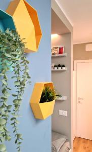 een kamer met een plant aan de muur bij Monolocale Mati - Holiday Home in Trento