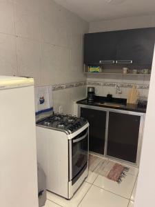 cocina con fogones y encimera en Apartamento Formosa 155, en Cabo Frío