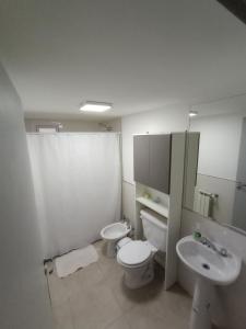een badkamer met een toilet en een wastafel bij Departamento del centro in Neuquén