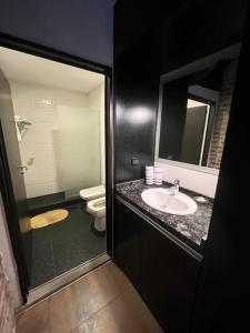 ブエノスアイレスにあるLoft luminoso en Capital Federalのバスルーム(洗面台、トイレ、鏡付)