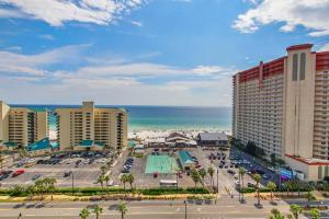 a view of a city with a parking lot and the ocean at Laketown Wharf 1226 -2BD+Bunks, Amazing Gulf Views in Panama City Beach