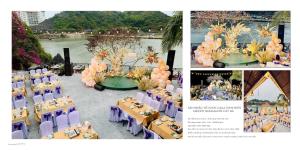 un collage de fotos de una boda con mesas y sillas en Le Pont Bungalow Cat Ba, en Cat Ba