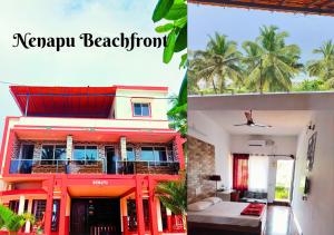 two pictures of a house with a beachfront at Nenapu Beachfront Mangalore in Mangalore
