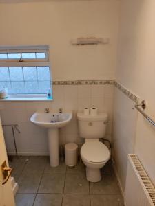 a bathroom with a toilet and a sink at Phoenix cottage 