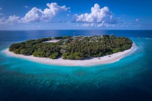 Letecký snímek ubytování Hudhuveli Kamadhoo