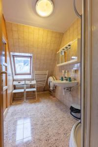 Baño pequeño con lavabo y lavabo en Chata Miroslav en Lipova Lazne