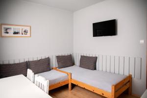 小莫拉夫卡的住宿－Ubytování U potůčku，客房设有两张床和一台平面电视。