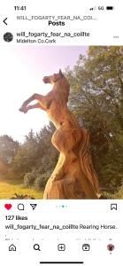 un post con una foto de una estatua en un parque en Next door at Broomfield House en Midleton
