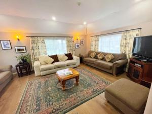 sala de estar con sofá y TV en Alder Cottage en Tiverton