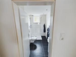 a bathroom with a white toilet and a sink at Aldorf 4 in Alsdorf