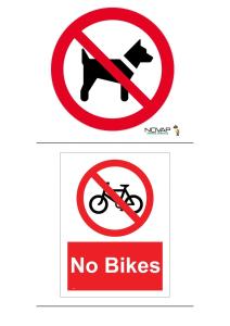 una señal que dice que no hay bicicletas y una señal de no ciclismo en Appartement Les Halles Narbonne en Narbonne