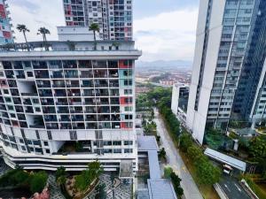 an aerial view of a city with tall buildings at 2 BR & 2 BTH with Free Parking @ Near ThemePark, SnowWalk & Central I-City Mall in Shah Alam