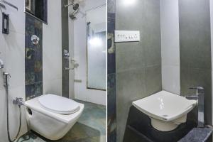 2 fotos de un baño con aseo y lavabo en FabHotel Classic Stay Inn, en Nagpur