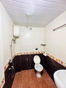 y baño con aseo y lavamanos. en Blue Mirage Palolem Goa, en Canacona