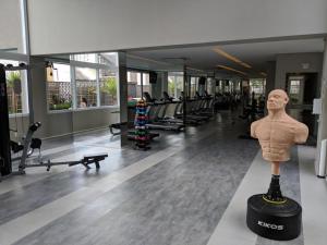 a gym with a head statue in the middle of a room at VN Turiassu in Sao Paulo