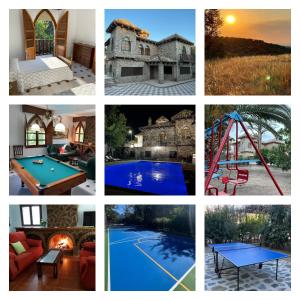 a collage of pictures of a house and a pool at Casa Rural La Moraleja in Villanueva del Arzobispo