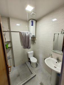 y baño con aseo y lavamanos. en Queen Tamara Apartments, en Makhinjauri