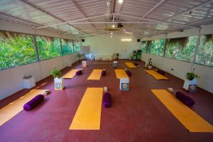 a large room with a bunch of yoga mats at KAYANIV Ayurveda & Wellness Resort in Mandrem