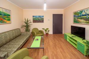 a living room with a couch and a television at Q9 in Kragujevac +7 photos
