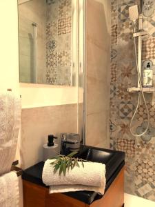 ein Badezimmer mit Waschbecken und Dusche in der Unterkunft #2 Studio # Place charmante in Toulon
