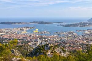 an aerial view of a city and a harbor at #2 Studio # Place charmante in Toulon