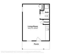 a floor plan of a small house at Tranquil Cove in Port Aransas