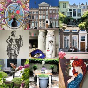 een collage van foto's van gebouwen en bloemen bij B&B Montancourt-Middelburg in Middelburg
