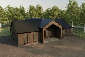 uma representação de uma pequena casa com um telhado preto em Iisland Aava Resort em Ii