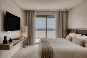 TV a/nebo společenská místnost v ubytování Enigma Mykonos Hideaway Suites