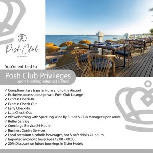 a flyer for a pelican club privileges on the beach at Sunrise Diamond Beach Resort -Grand Select in Sharm El Sheikh