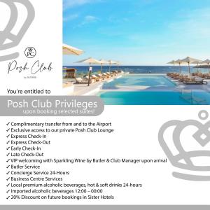 a flyer for a pool club privileges at the beach at White Hills Resort in Sharm El Sheikh