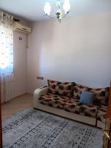 uma sala de estar com um sofá e um tapete em Alvi apartment em Shkodër