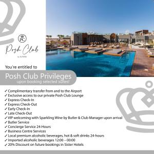 een flyer voor de privileges van de zwembadclub bij Sunrise Tucana Resort Grand Select- in Hurghada