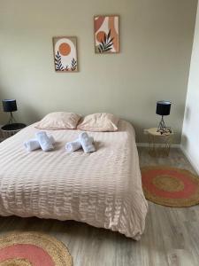 Postel nebo postele na pokoji v ubytování Maison neuve cosy à 20 min des plages #lorient #cosy