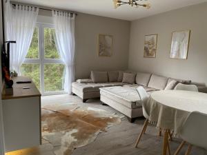 a living room with a couch and a table at Apartmani Berg in Pale