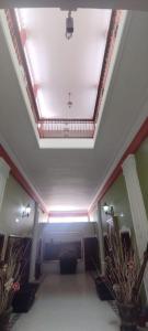una camera con un lucernario sul soffitto con piante di hotel paseo colon inn a Barranquilla