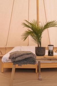 מיטה או מיטות בחדר ב-Laguna Beach Family Camps Öland