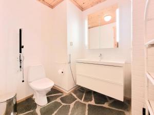 ユッラスヤルヴィにあるHoliday Home Karpalo by Interhomeの白いバスルーム(トイレ、シンク付)