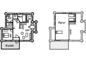 Půdorys ubytování Holiday Home Honkakoli 9 by Interhome