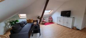 - un salon avec un canapé et une télévision dans l'établissement Bastis Family Apartment, à Lucerne