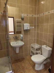 een badkamer met een toilet en een wastafel bij Sanatorium "Dąbrówka" in Szczawno-Zdrój