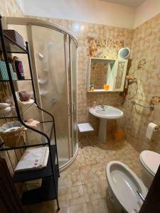 La salle de bains est pourvue d'une douche et d'un lavabo. dans l'établissement Villa I Parioli, à Guiglia