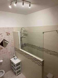 La salle de bains est pourvue d'une douche, de toilettes et d'un lavabo. dans l'établissement Villa I Parioli, à Guiglia