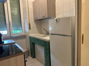 a kitchen with a white refrigerator and a sink at holiday home in the Vatican in Rome