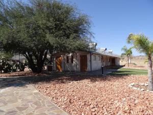 a house with a tree and a gravel driveway at Rooisand Desert Ranch in Chausib