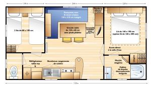 camping nature le Valenty mobil-home-Dordogne panoramique clim piscine平面图