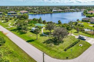 an aerial view of a park next to a lake at Everglade Kiss 3b 2b BBQ, hot tub in Port Charlotte