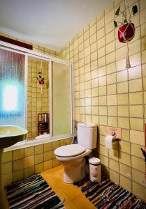 uma casa de banho com um WC e um lavatório em Casa rural Hitohouse Bed&Climb em Albarracín