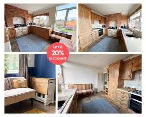 a collage of three pictures of a kitchen at Perfect for Contractors - Long Term Discounts, Free Parking & Fast Wifi in Wolverhampton