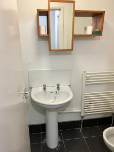 a bathroom with a white sink and a mirror at 36 park road house in Nottingham